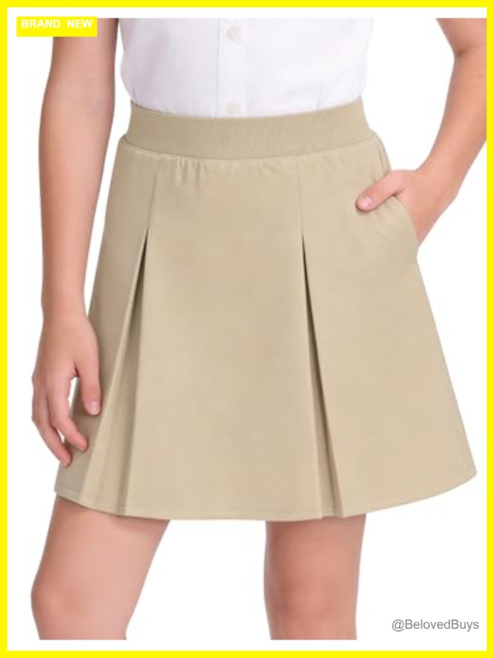 Girls Pleated Pull-on Scooter Skorts with Built-in Shorts, School Uniform